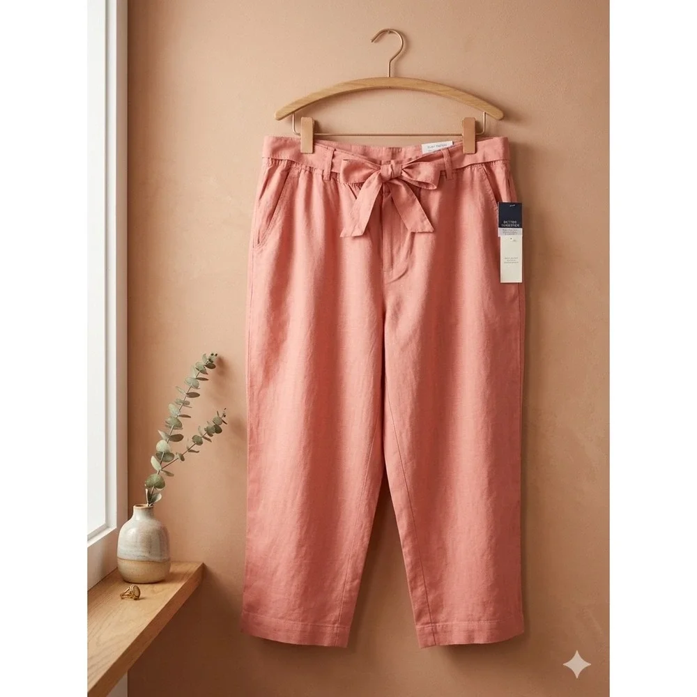 Liz‎ Claiborne Dusty Coral Tie-Waist Chino Capris women's size XXL